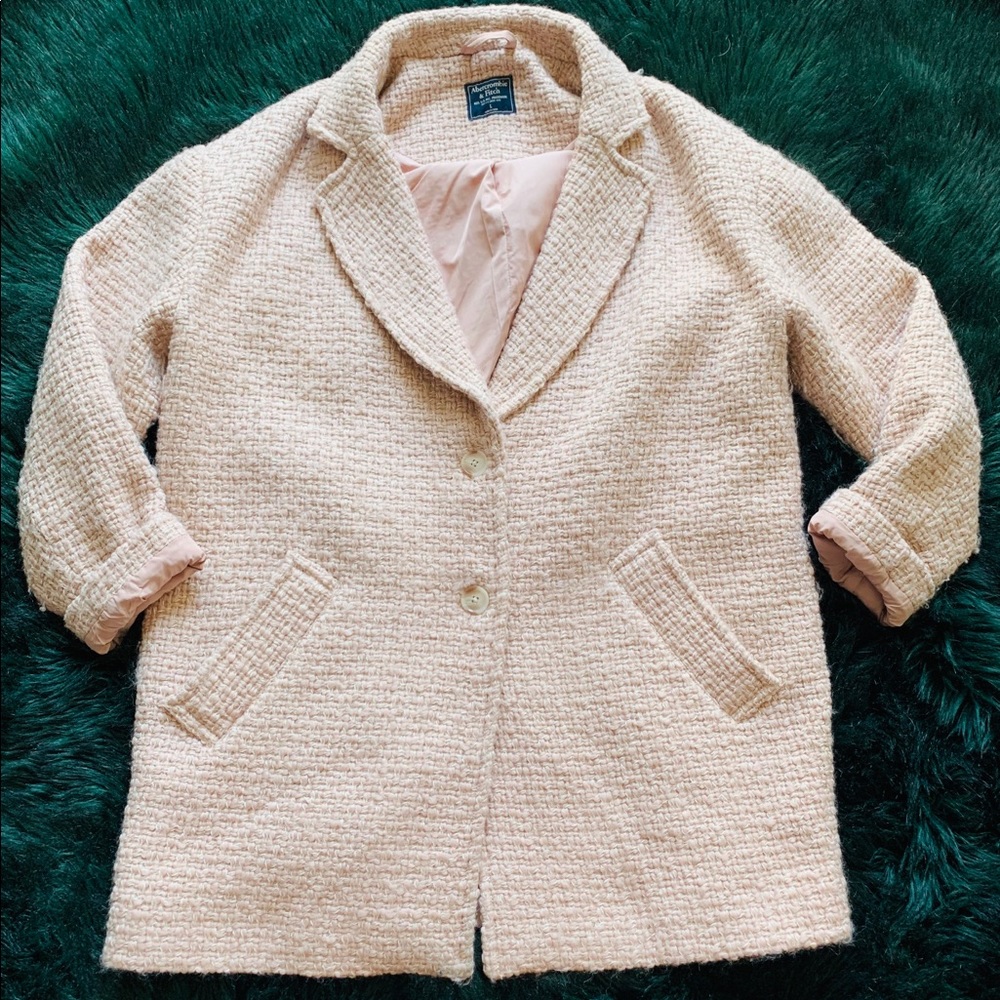 Oversized pink pea coat woven Abercrombie L